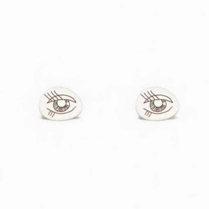 Pavlina Verouki Classic Eyes -  Σκουλαρίκια Μικρό Βότσαλο Ασημί