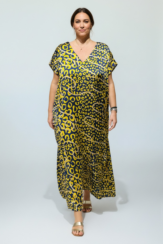 Anlyta - Oversized Καφτάνι Silk Touch  Pop Cheetah Blue