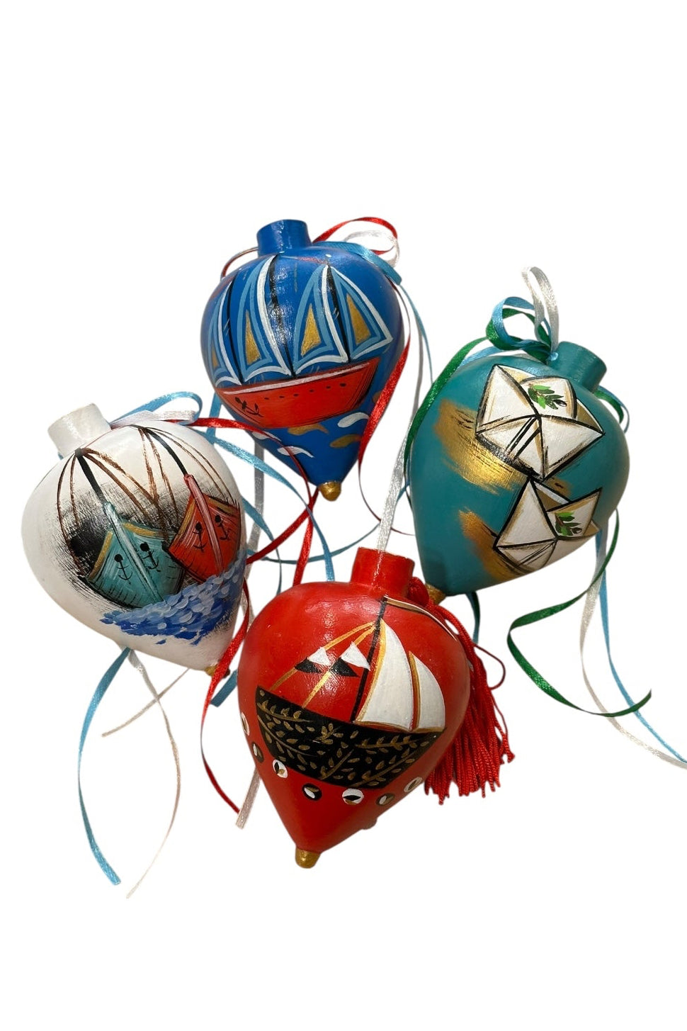 Οδυσσέας Μιχελάκος - Χειροποίητη Κεραμική Σβούρα Μικρή Ζωγραφισμένη στο Χέρι Μπλε