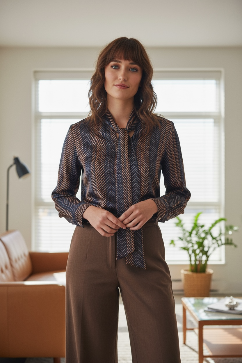 Figaro - Μπλε Πουκάμισο με Γιάλαδες & Κορδέλα στον Λαιμό