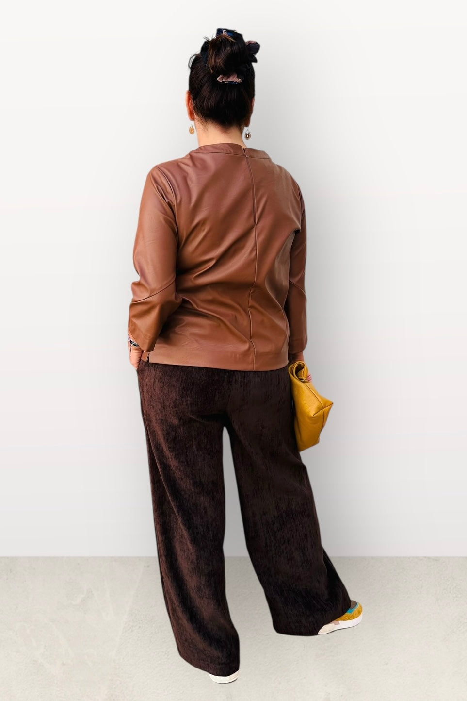 Lumina - Παντελόνι με Λάστιχο Πίσω, Πλαϊνές Τσέπες & Φερμουάρ Καφέ