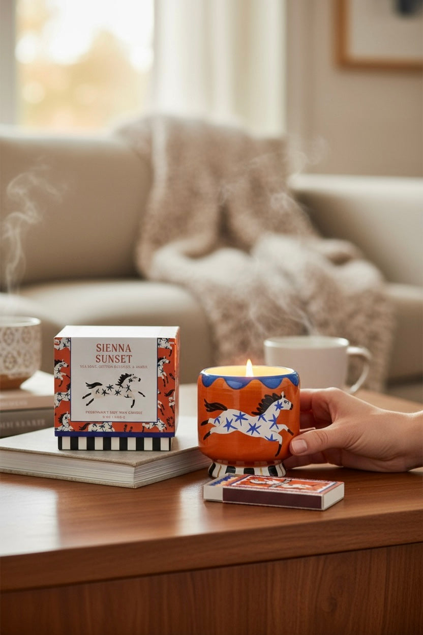 Paddywax A dopo Horse - Κεραμικό κερί σόγιας, Seinna Sunset 226gr & Σπίρτα 75 τεμ