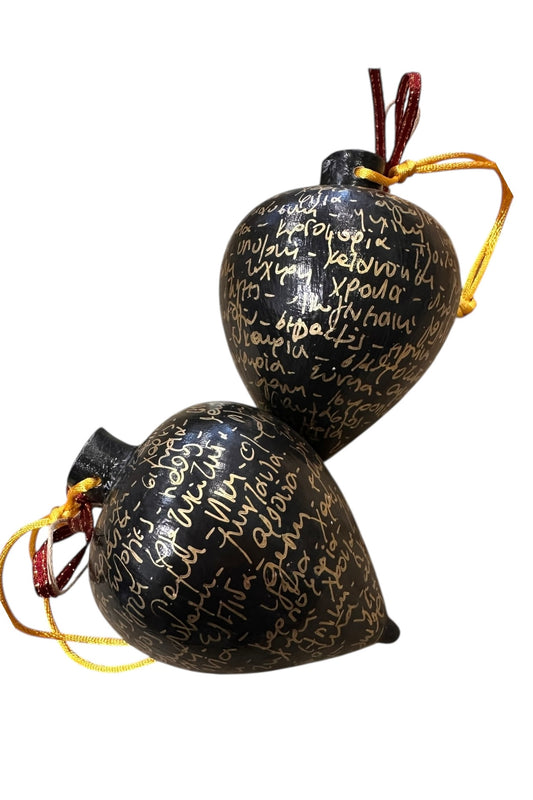 Ψαρόνι - Κεραμική Σβούρα Γούρι "Ευχές" Μαύρο