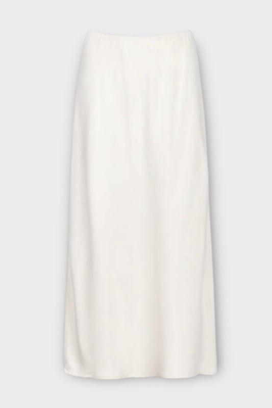 An'ge Galvina - Midi Φούστα με Εφέ Σατέν & Flare Γραμμή Υπόλευκο