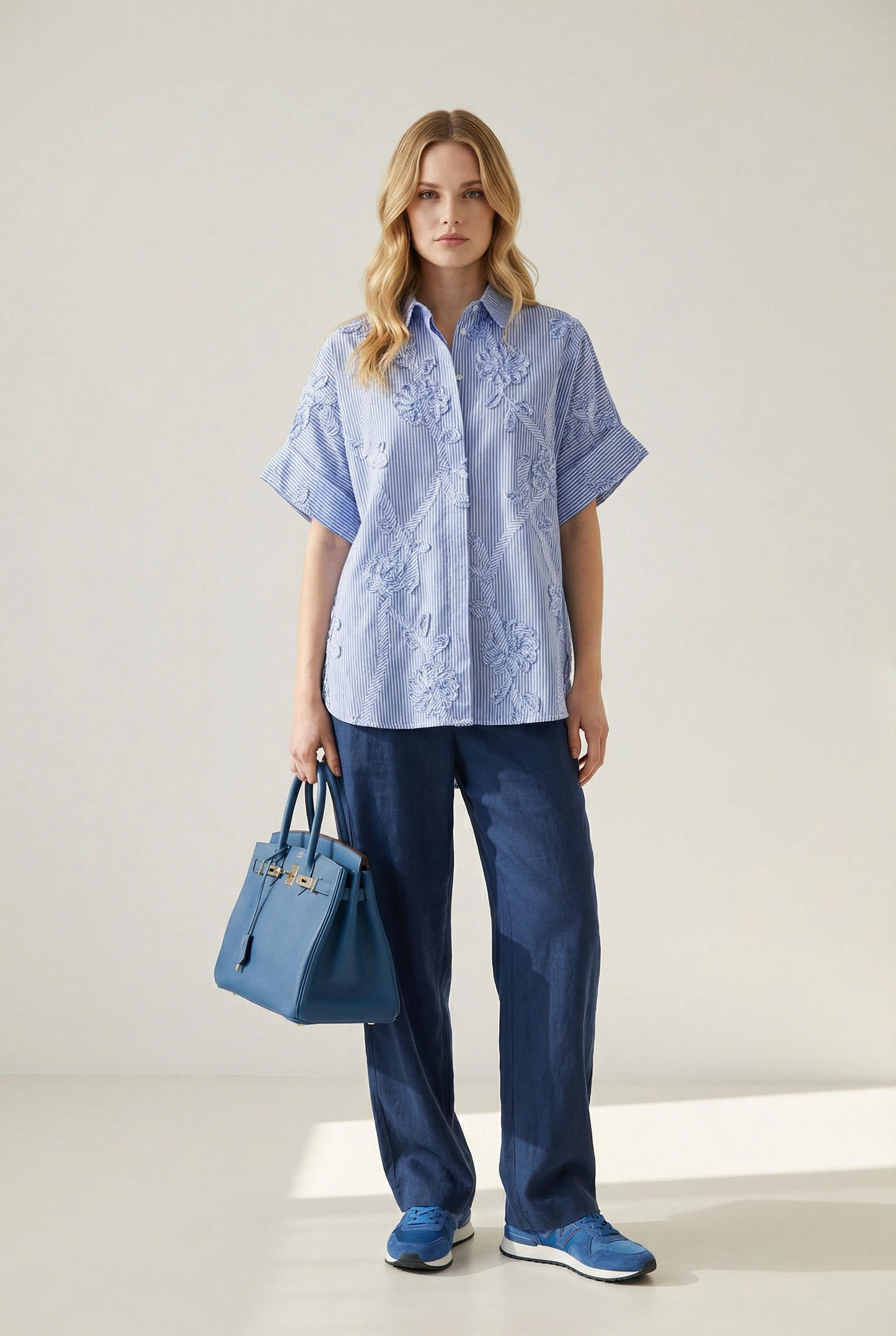 Zeta Otto - Oversized Πουκάμισο με Υφασμάτινα Λουλούδια