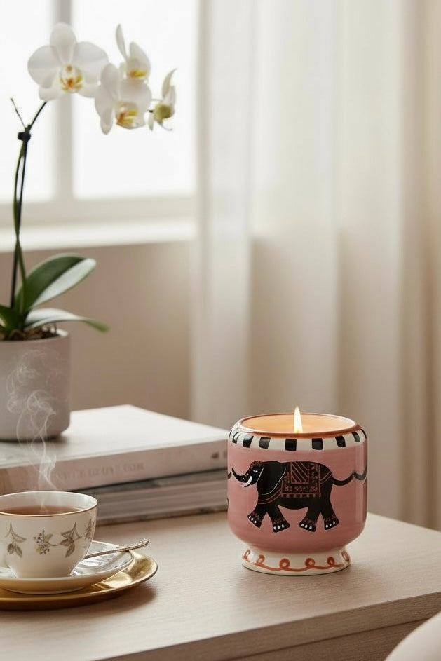 Paddywax A dopo Elephant - Κεραμικό κερί σόγιας, Tobacco Vanilla 226gr & Σπίρτα 75 τεμ