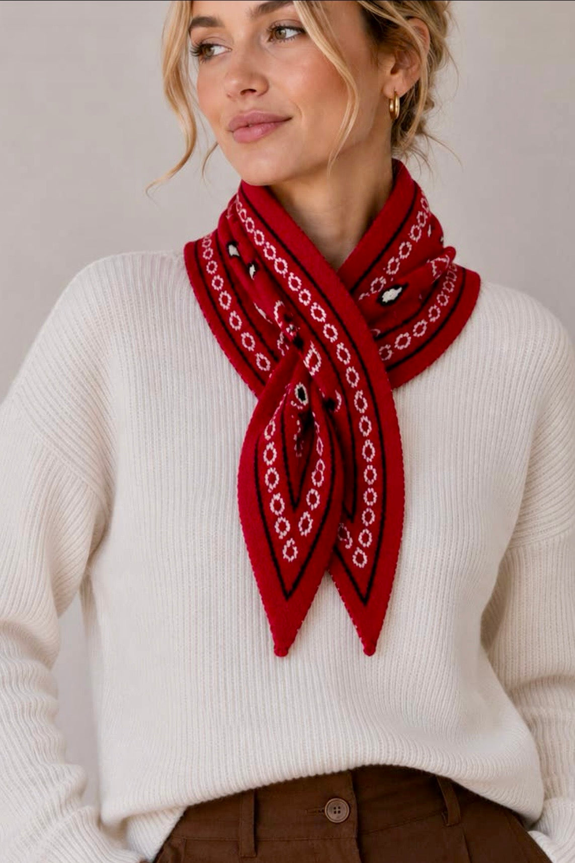 Lineta - Παχύ Τριγωνικό Μαντήλι Red Bandana 102x36 cm