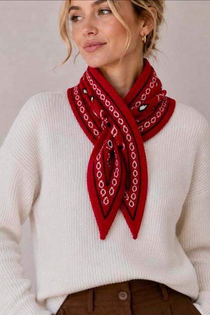 Lineta - Παχύ Τριγωνικό Μαντήλι Red Bandana 102x36 cm