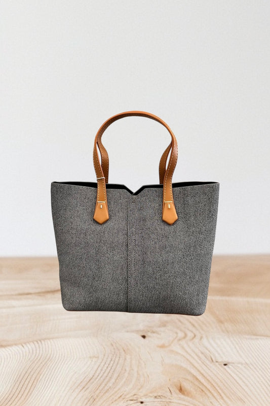 Charizma - Τσάντα Χειρός, Ώμου & Χιαστί σε Σκούρο Γκρι Υφασμάτινη Υφή με 2 Λαβές