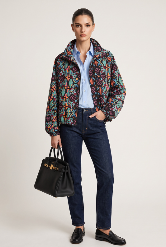 New Age - Anemos Πανωφόρι Bomber Με Γεωμετρικό Print