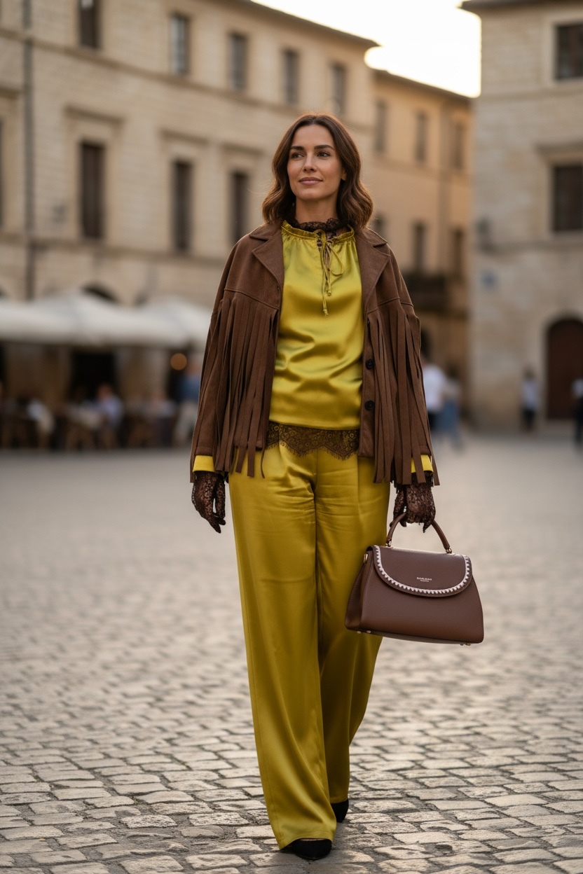 Charizma - Oversized Τζάκετ με Κρόσσια τύπου Σουέτ