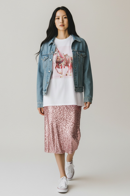 Charizma - Oversized Μακό T-shirt Pink Horse 26