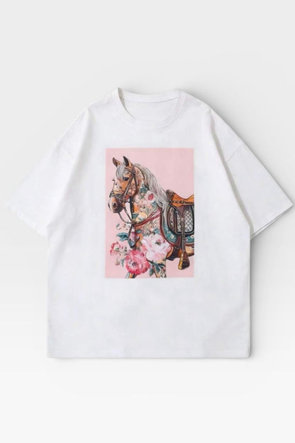 Charizma - Oversized Μακό T-Shirt Roses Horse 26
