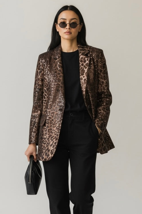 Lumina - Σακάκι Animal Print Παγιέτες