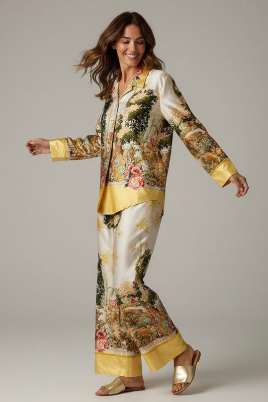 Charizma - Σετ Πουκάμισο & Παντελόνα Σατέν Floral