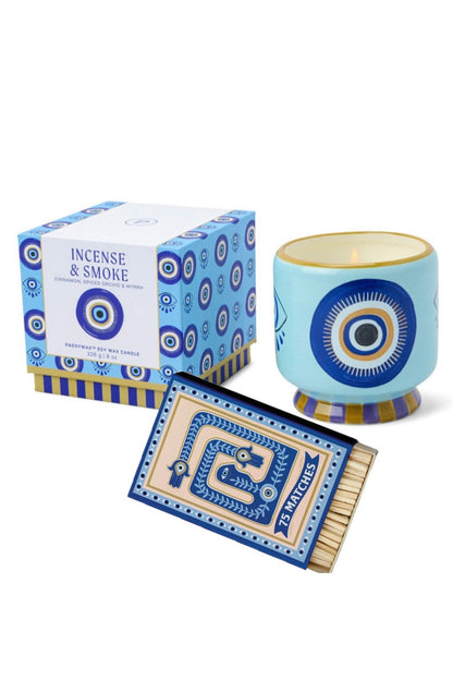 Paddywax A dopo Eye - Κεραμικό κερί σόγιας, Incense & Smoke 226gr & Σπίρτα 75 τεμ