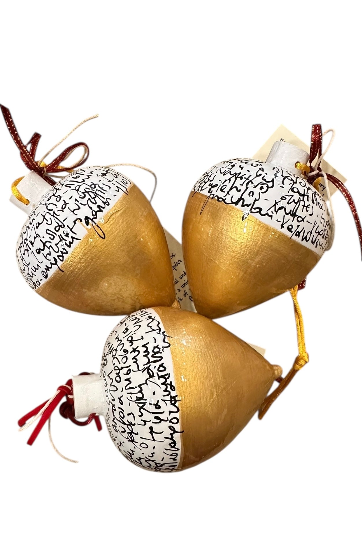 Ψαρόνι - Κεραμική Σβούρα Γούρι «Ευχές» Λευκό & Χρυσό