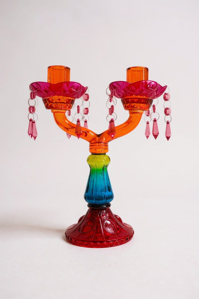 Χρωματιστά Γυάλινα Κηροπήγια στυλ Murano 2 τεμ