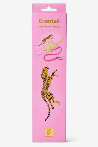 Woom – Pink Fouchia Leopard Βεντάλια με Λουράκι Ώμου & Gift Box