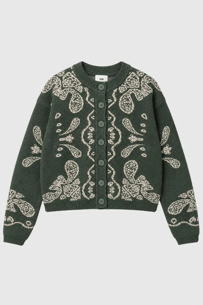 An'ge - Gilet Nayana Militaire Πλεκτή Ζακέτα Jacquard Με Στρογγυλή Λαιμόκοψη