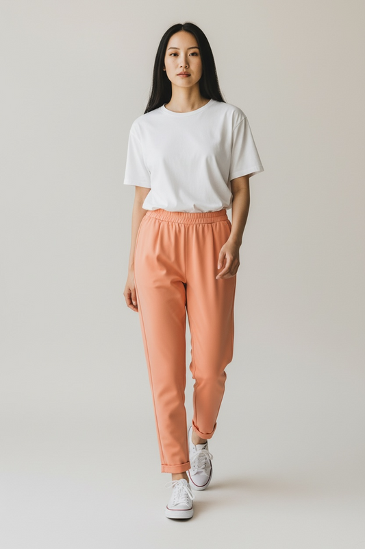 New Age Cola - Γυναικείο Παντελόνι με Λάστιχο στη Μέση, Πιέτες & Ρεβέρ Σομον