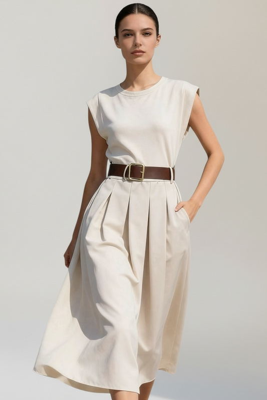 Charizma - Φούστα Μακριά Με Πιέτες Υπόλευκο