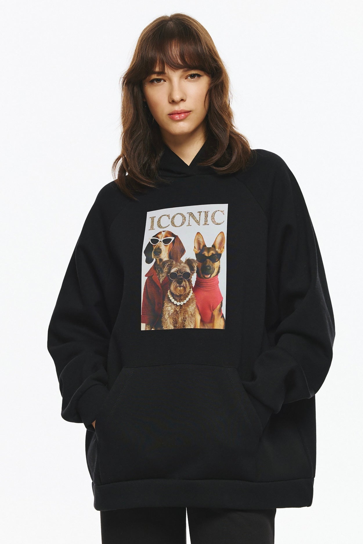 Unitee- Φούτερ Μπλούζα Μαύρο με Κουκούλα Iconic