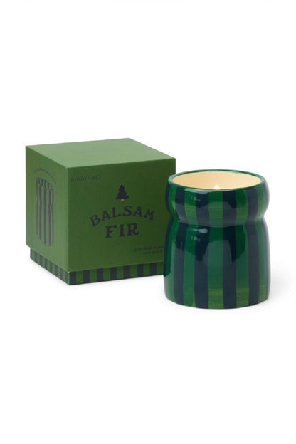 Paddywax Cabana Balsam Fir - Φυτικό Κερί 184gr σε πράσινο ριγέ κεραμικό δοχείο