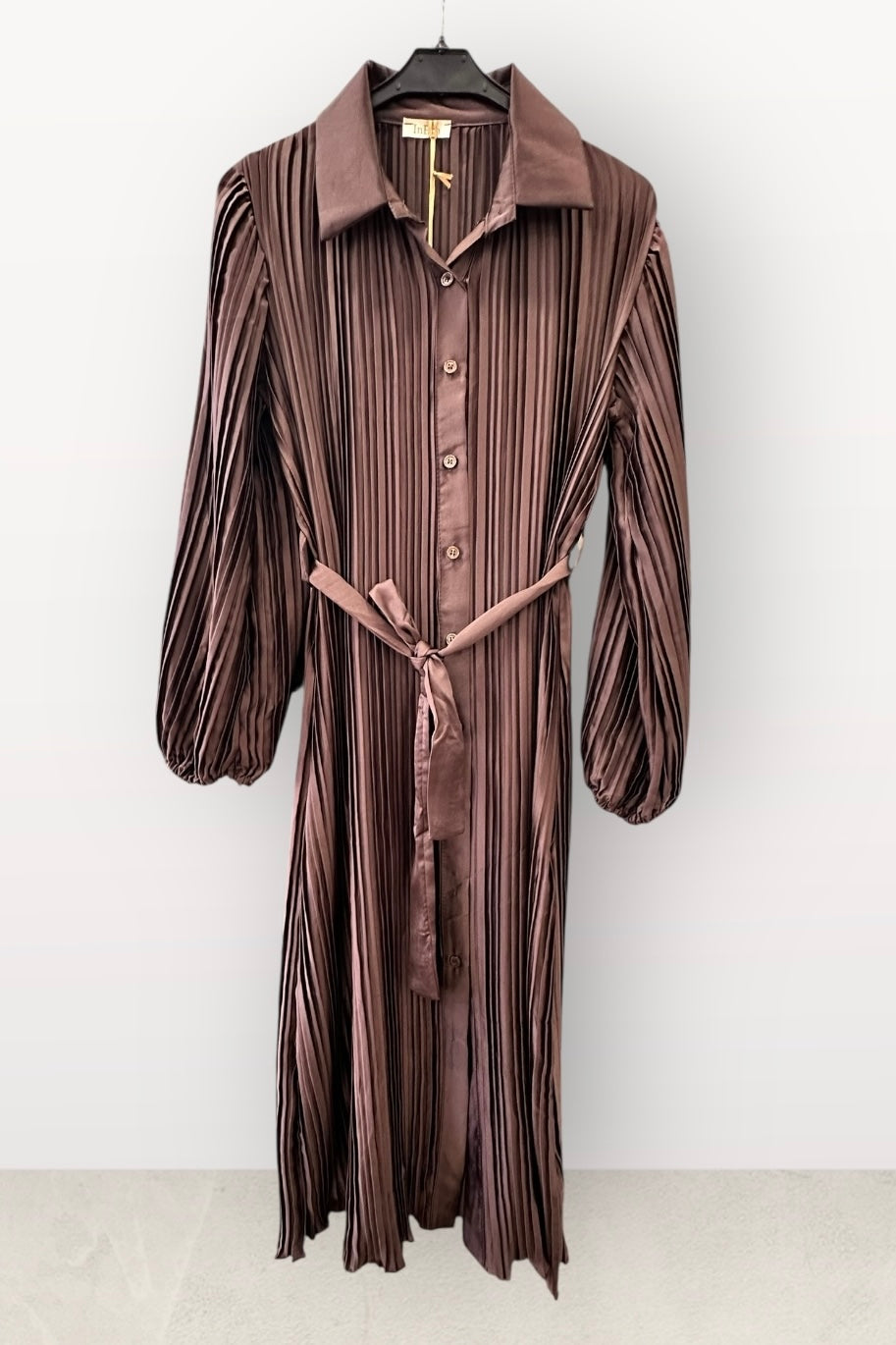 Charizma - Πλισέ Φόρεμα με Κουμπιά & Ζώνη Silky Touch