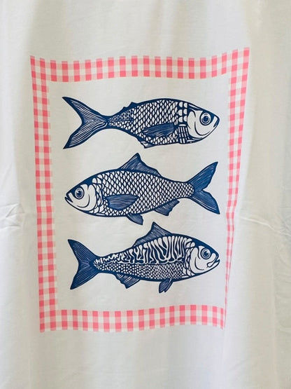 Charizma - Λευκό Μακό T-Shirt με Στάμπα Sardines