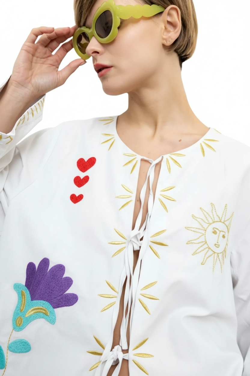 Charizma - Πουκάμισο με Κεντήματα Boho Λευκό