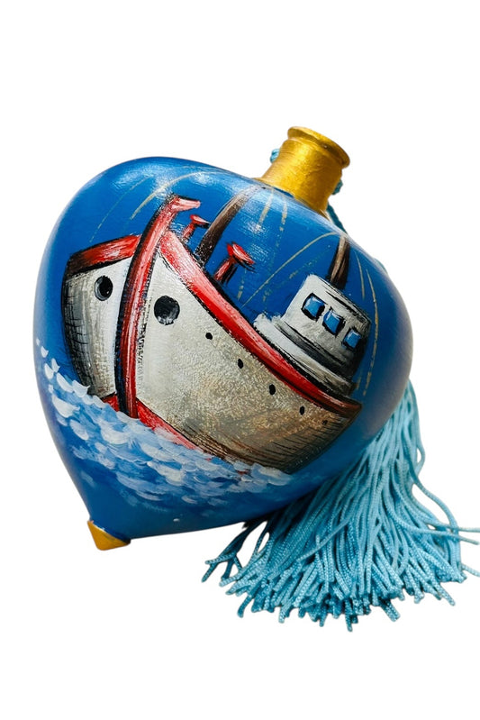 Οδυσσέας Μιχελάκος - Μεγάλη Χειροποίητη Κεραμική Σβούρα Καΐκι