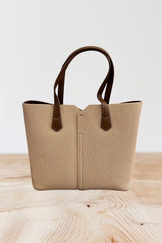 Charizma - Τσάντα Χειρός, Ώμου & Χιαστί σε Μπεζ Υφασμάτινη Υφή με 2 Λαβές