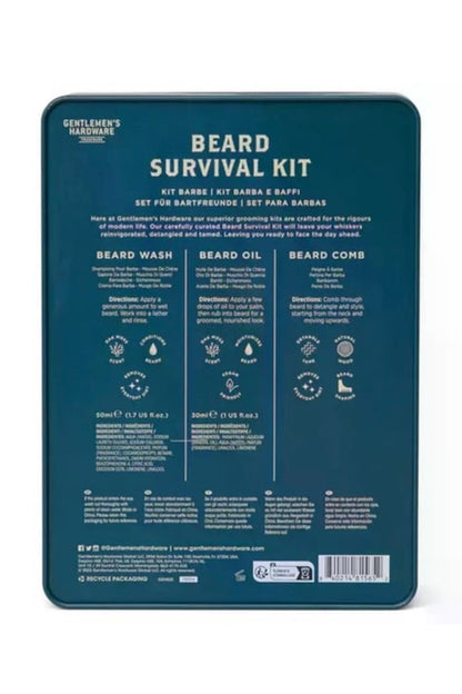 Gentlemen's Hardware Beard Survival Kit –  Σετ Περιποίησης Γενειάδας σε Μεταλλικό Κουτί