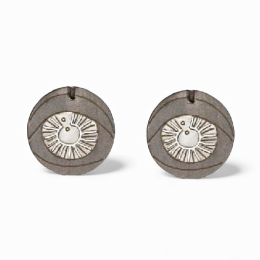 Pavlina Verouki Classic Round Eyes -  Σκουλαρίκια Μικρά Μάτια Μαύρο Ρόδιο