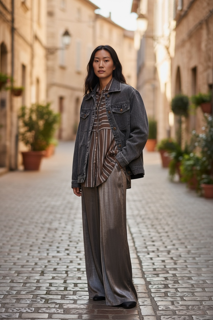 Cache Cache - Παντελόνι Rayon Γκρι Μεταλιζέ