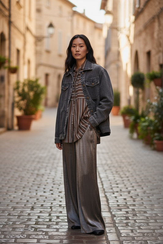 Cache Cache - Παντελόνι Rayon Γκρι Μεταλιζέ