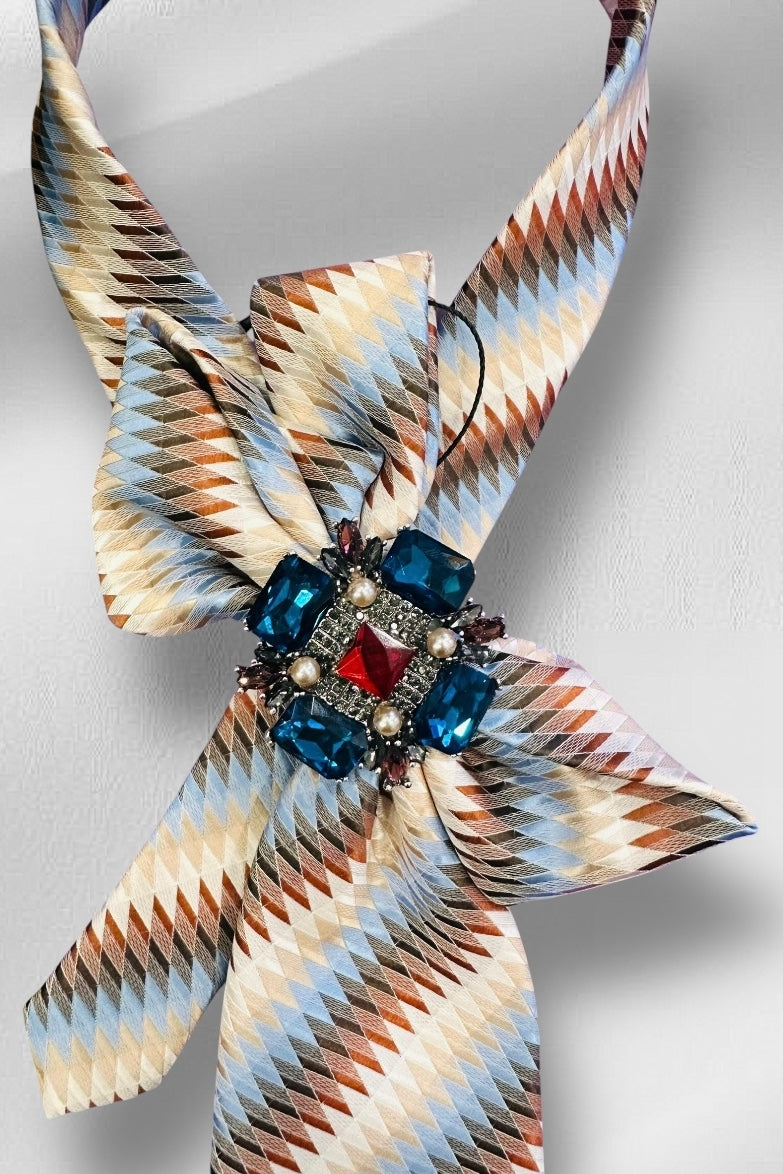 My Dandy- Earthly Delight Ascot Necktie Mε Ζακάρ Μοντέρνο Μοτίβο Από Ρίγες