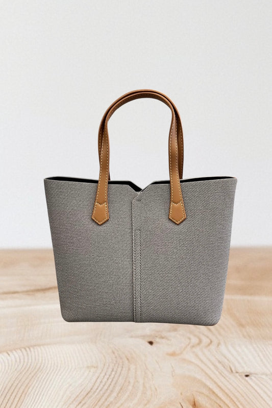 Charizma - Τσάντα Χειρός, Ώμου & Χιαστί σε Ανοιχτό Γκρι Υφασμάτινη Υφή με 2 Λαβές