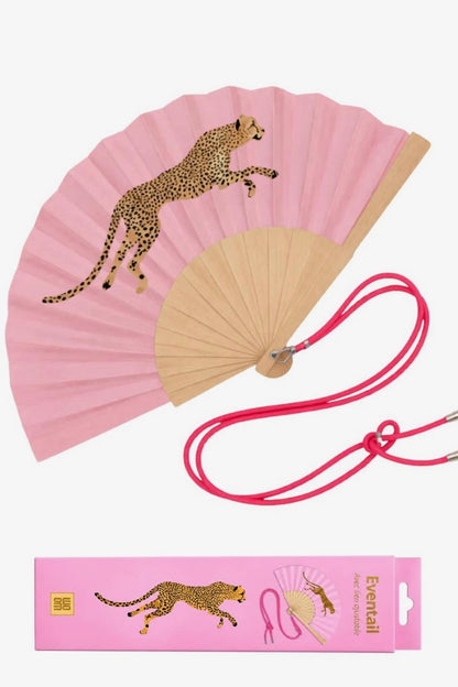 Woom – Pink Fouchia Leopard Βεντάλια με Λουράκι Ώμου & Gift Box