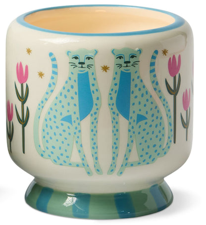 Paddywax Adopo Blue Cheetahs - Κεραμικό κερί σόγιας, Linen & Orris 226gr & Σπίρτα 75 τεμ
