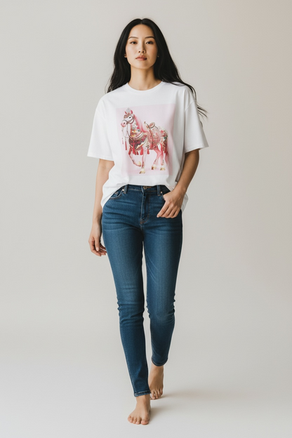 Charizma - Oversized Μακό T-shirt Pink Horse 26