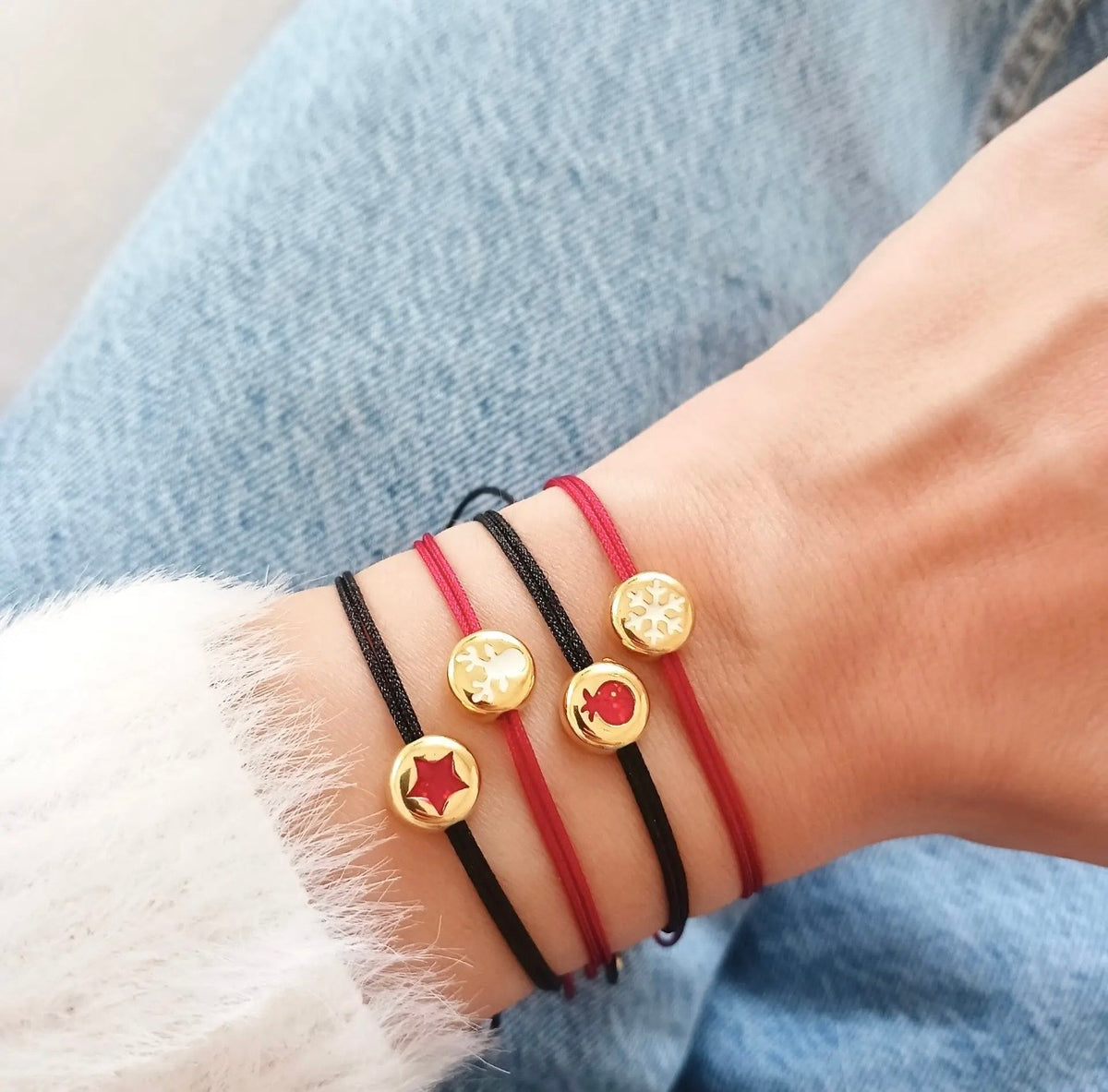 Queen Handmade Creations - Βραχιόλι Αστέρι με Χρυσό Επιχρυσωμένο Στοιχείο σε Κάρτα Δώρου