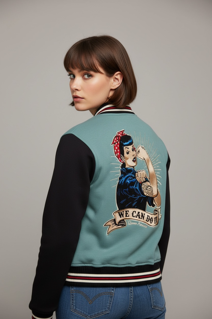 Queen Kerosin - Κολεγιακό Τζάκετ «We Can Do It» Μέντα