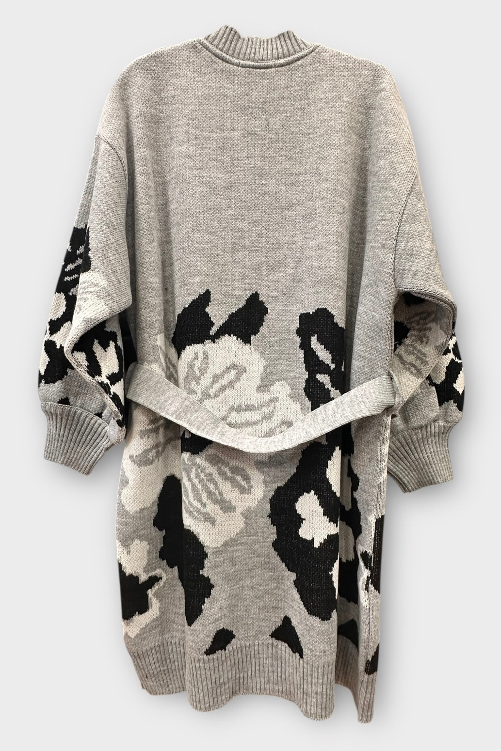 Figaro - Πλεκτή Μακριά Ζακέτα Belted Knit Γκρι