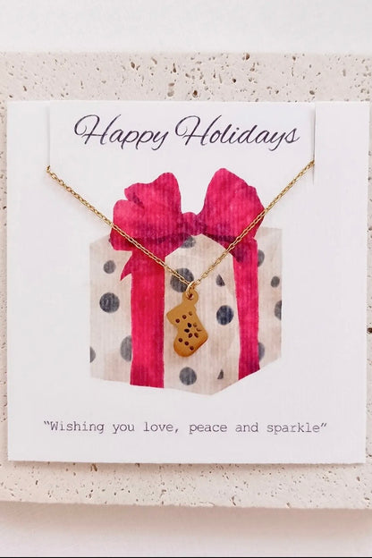 Queen Handmade Creations - Κολιέ Κάλτσα με Χρυσό Επιχρυσωμένο Στοιχείο σε Κάρτα Δώρου