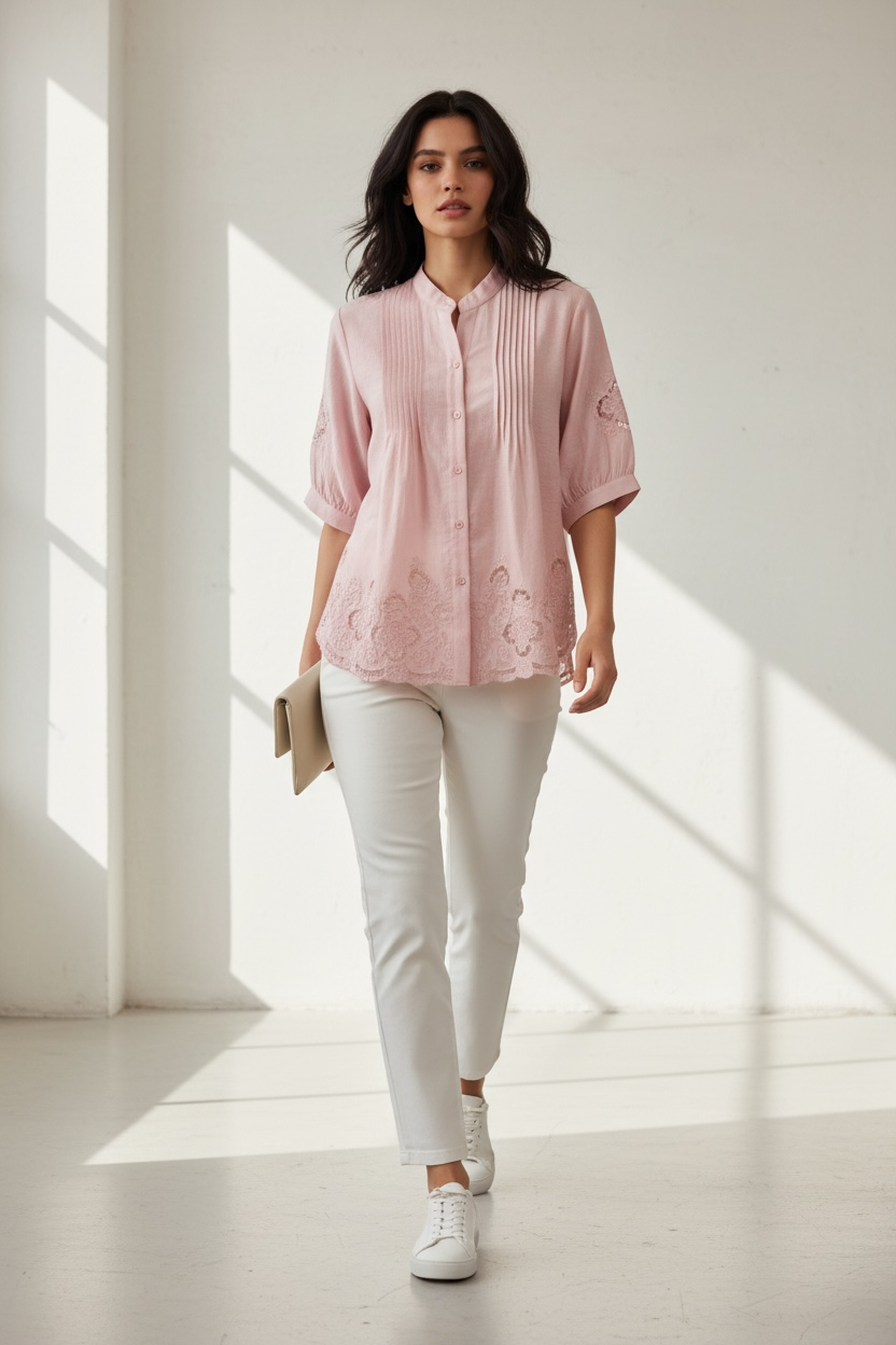 Charizma - Πουκάμισο με Κιπούρ Ροζ