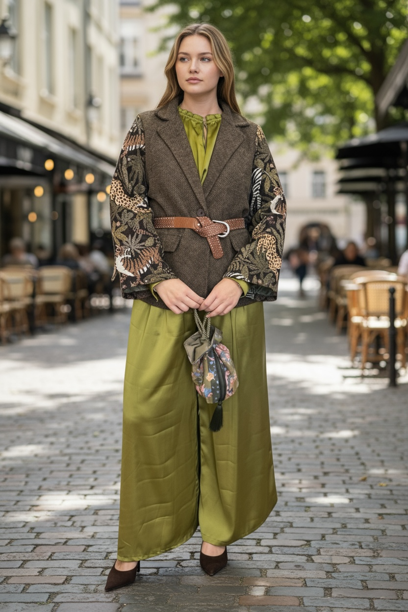 Charizma - Καφέ Σακάκι με Μπροκάρ Μανίκια