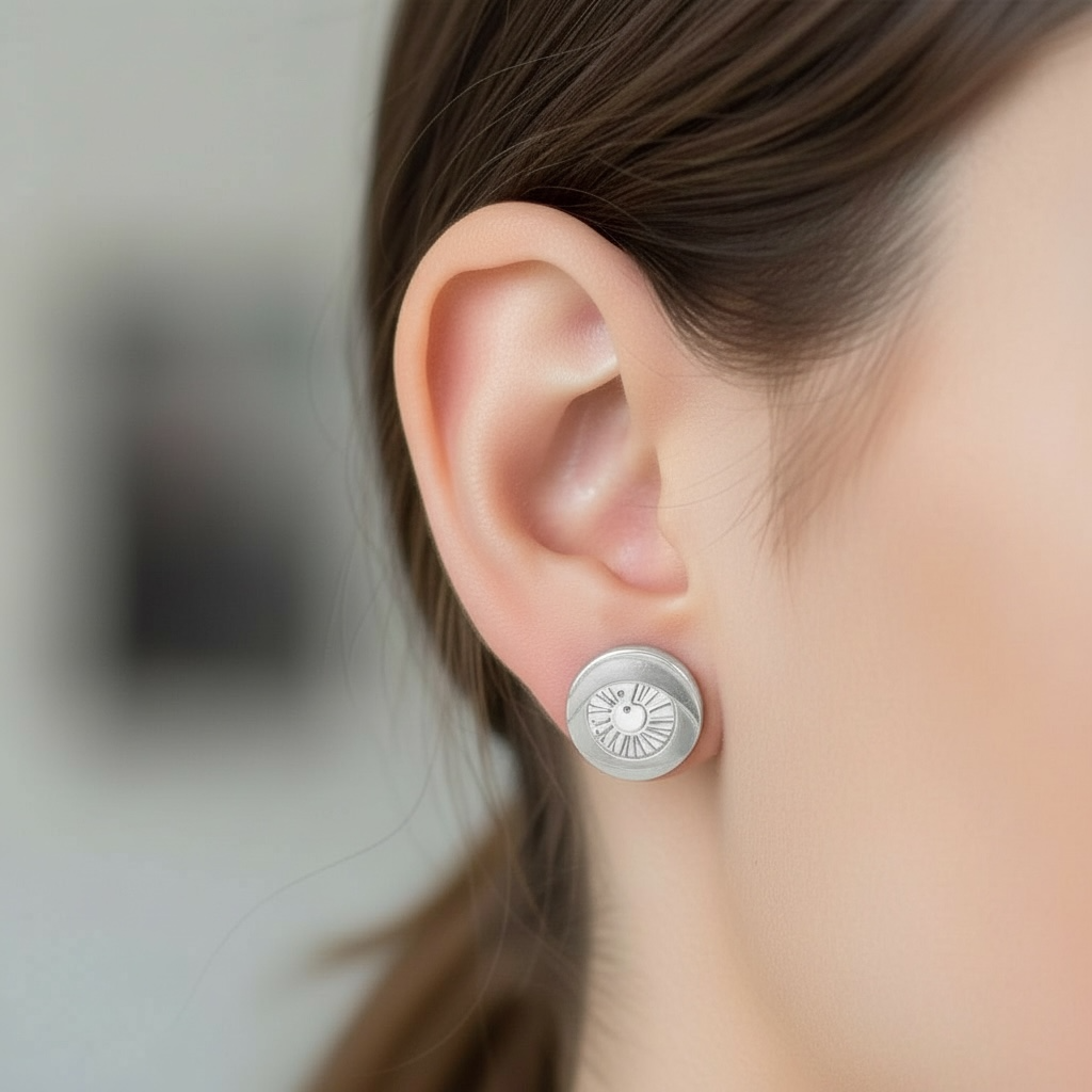 Pavlina Verouki Classic Round Eyes -  Σκουλαρίκια Μικρά Μάτια Ασημί