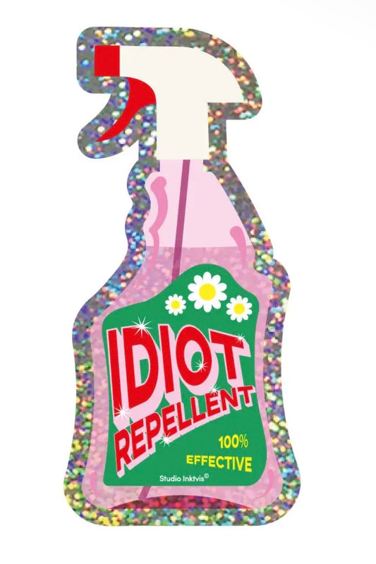 Studio Inktvis - Glitter Αυτοκόλλητο "Idiot Repellent Spray"